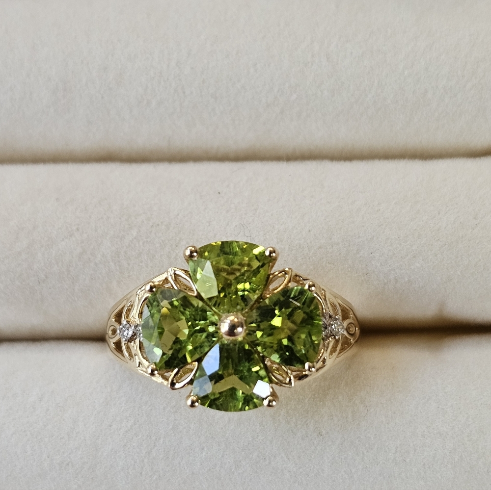 Michelle Albala Peridot & Diamond Ring 14K Yellow Gold Size 8! - Picture 7 of 7